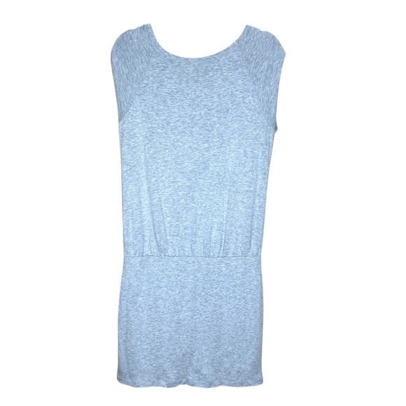 Lou & Grey Blouson Elastic Drop Waist Dress Light Heather Gray Size M Low Back - Picture 5 of 10